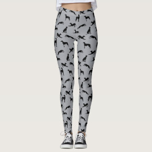 Greyhound Silhouettes Black on Grey Leggings