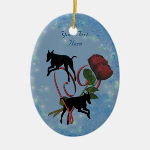 Greyhound Silhouettes Heart Dog Ornament