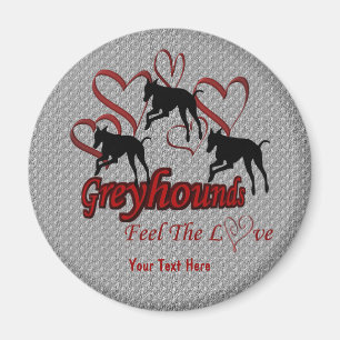 Greyhound Silhouettes Hearts Love Dog Magnet