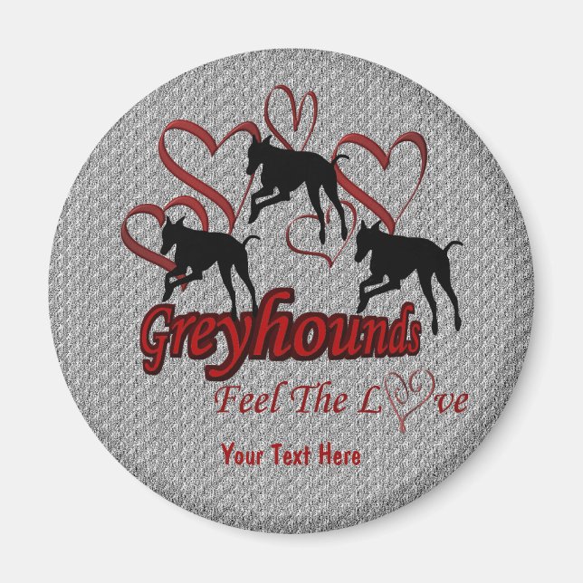 Greyhound Silhouettes Hearts Love Dog Magnet (Front)