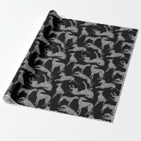Greyhound Silhouettes Silver Faux Glitter