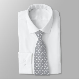 Greyhound Silhouettes White on Grey Tie