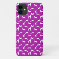 Greyhound Silhouettes - White on Pink (B41AAA)