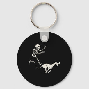 Greyhound Skeleton Running Spooky Halloween Design Key Ring