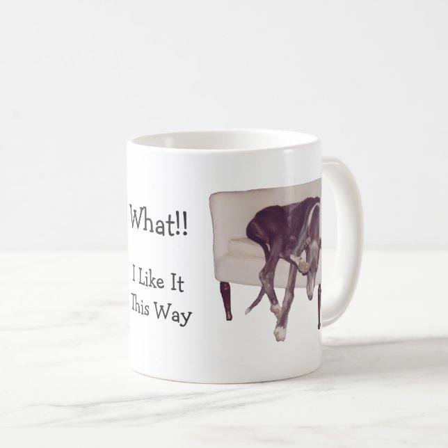 Greyhound Sleeping In Chair Funny  Coffee Mug (Front Right)