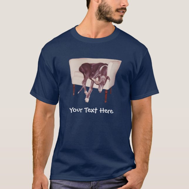 Greyhound Sleeping In Chair Funny Dog T-Shirt (Front)