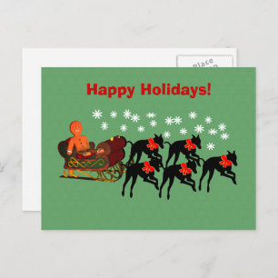 Greyhound Sleigh Christmas Holiday Postcard