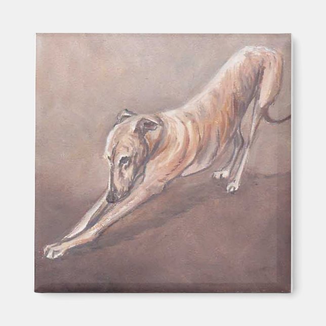 Greyhound Stretch Dog Art Magnet (Front)