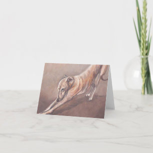 Greyhound Stretch Dog Art Note Card