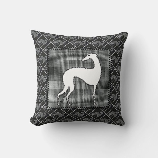 Greyhound stylized “Patchwork " Cushion (Front)