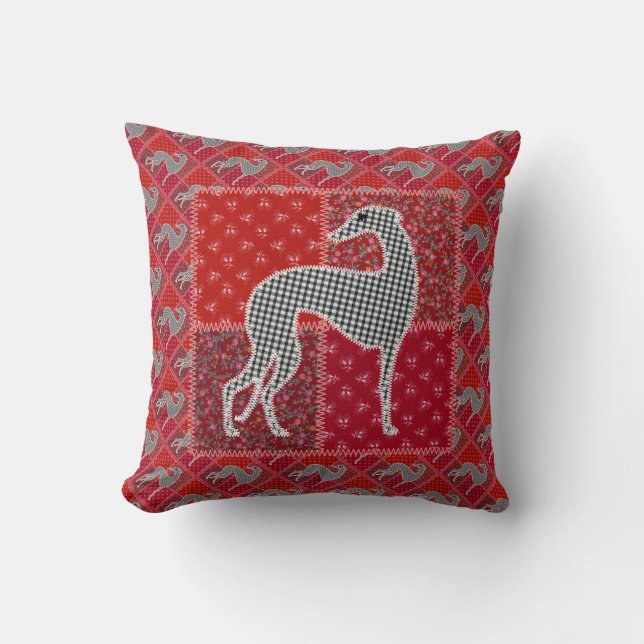 Greyhound stylized “Patchwork " Cushion (Front)