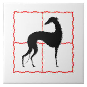 Greyhound stylized “Zigzag " Ceramic Tile