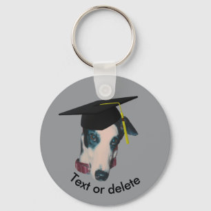 Greyhound The Graduate Funny Dog Personalised  Key Ring