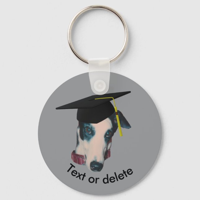 Greyhound The Graduate Funny Dog Personalised  Key Ring (Front)