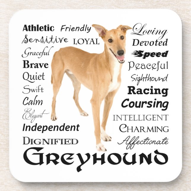 Greyhound Traits Coaster Set (Front)