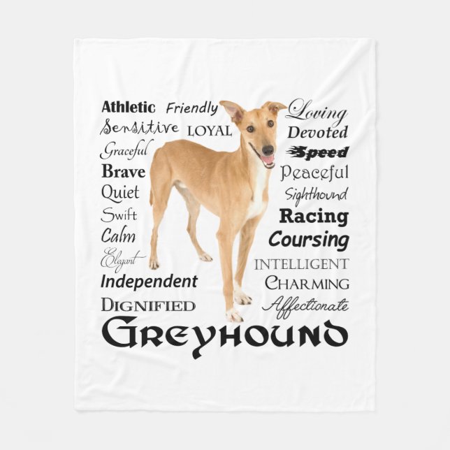 Greyhound Traits Fleece Blanket (Front)