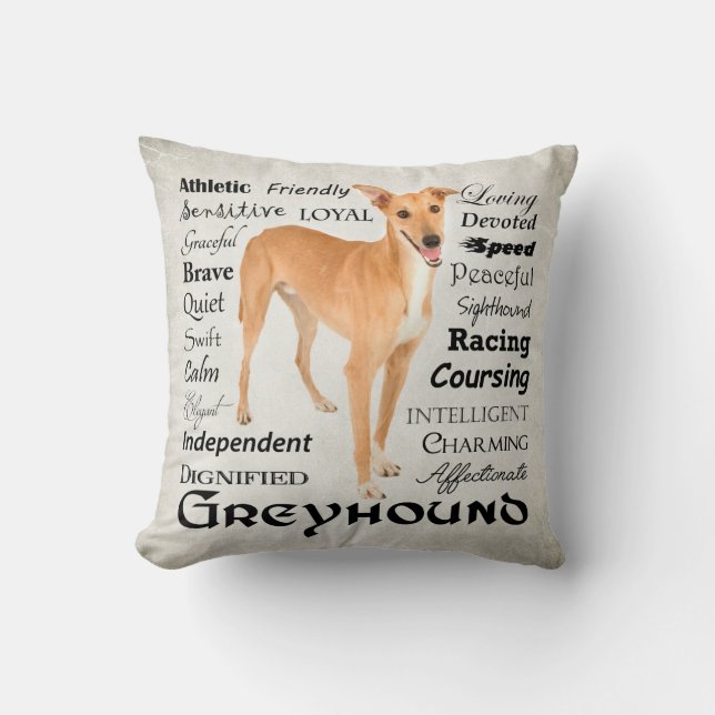 Greyhound Traits Pillow (Front)