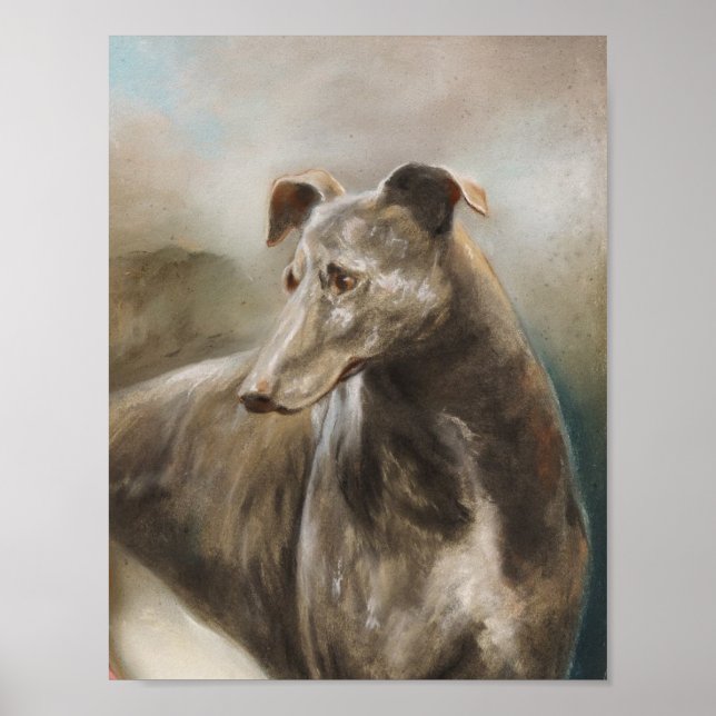 Greyhound vintage oil painting poster (Front)