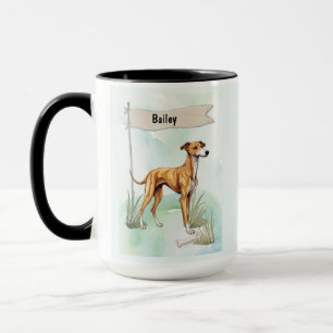 Greyhound Watercolor Personalised Dog Mug