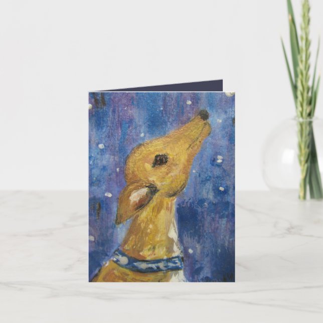 Greyhound Whippet Christmas Note Card (Front)