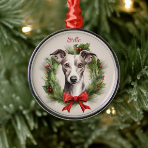 Greyhound Whippet Christmas Pet Memorial Dog Breed Metal Ornament