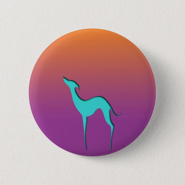 Greyhound Whippet dog blue orange purple ombre 6 Cm Round Badge (Front)