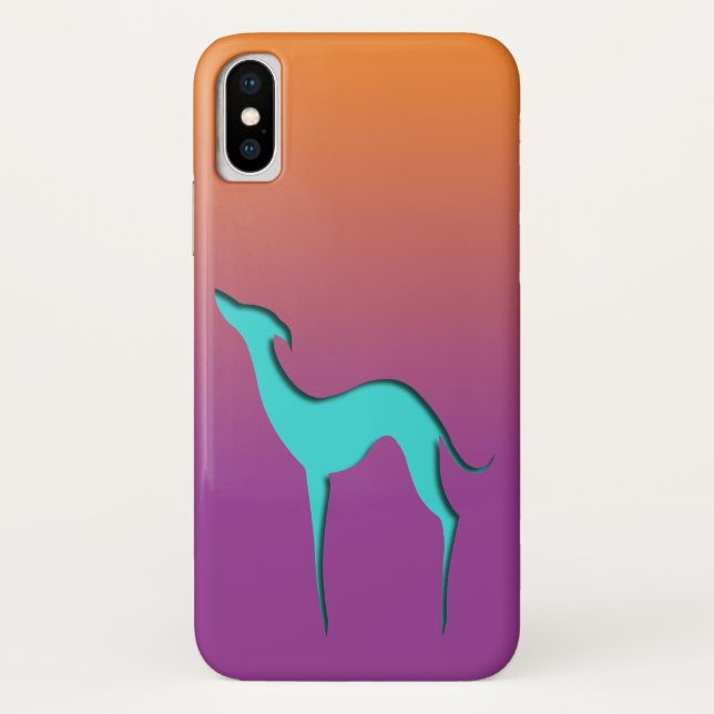 Greyhound Whippet dog Blue orange purple Ombre Case-Mate iPhone Case (Back)