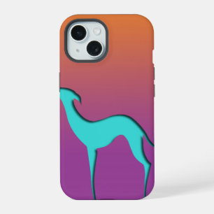 Greyhound Whippet dog blue orange purple ombre iPhone 15 Case