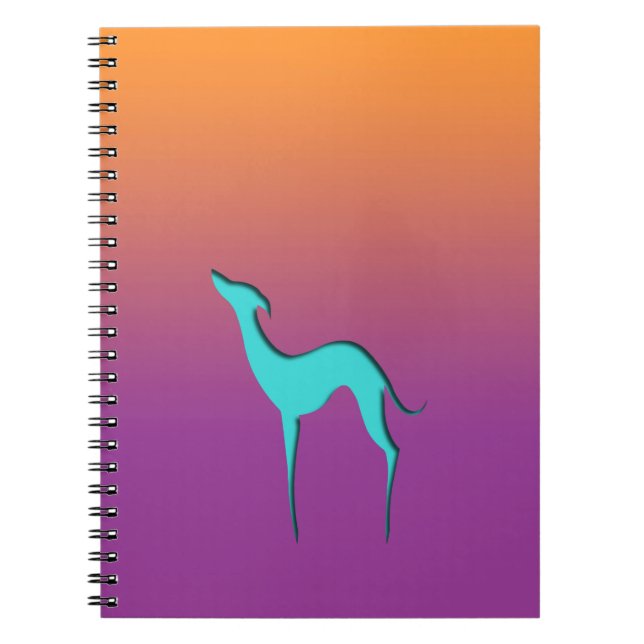 Greyhound Whippet dog blue orange purple ombre Notebook (Front)