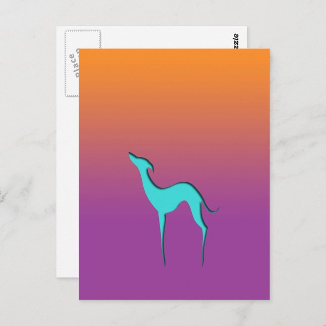 Greyhound Whippet dog blue orange purple ombre Postcard (Front/Back)