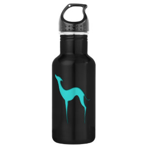 Greyhound Whippet dog elegant turquoise silhouette 532 Ml Water Bottle