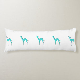Greyhound Whippet dog Elegant turquoise silhouette Body Cushion