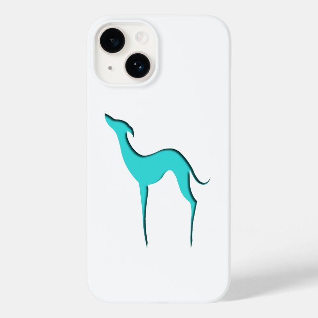 Greyhound Whippet dog Elegant turquoise silhouette Case-Mate iPhone Case (Back)