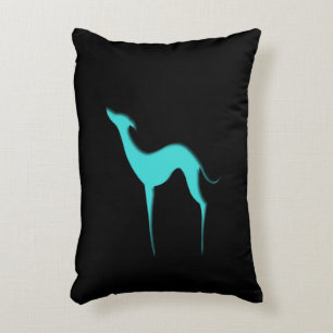 Greyhound Whippet dog Elegant turquoise silhouette Decorative Cushion
