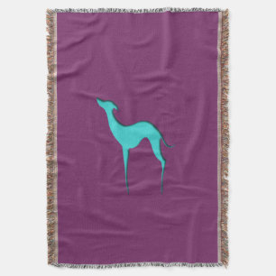Greyhound Whippet dog Elegant turquoise silhouette Throw Blanket