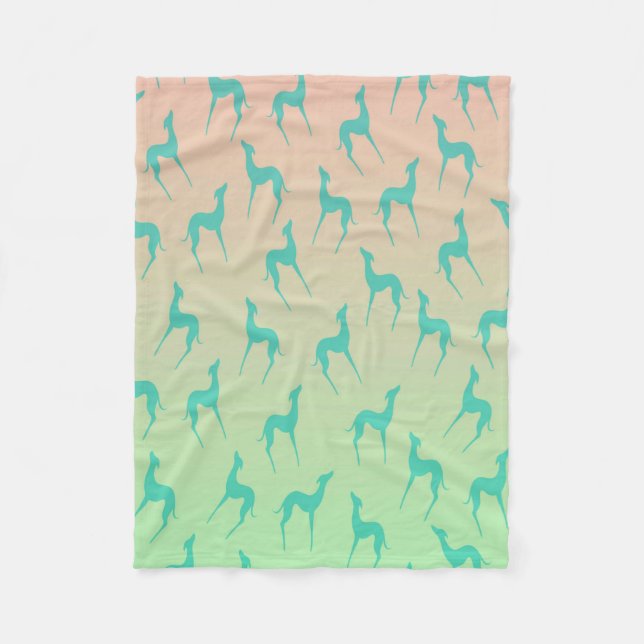 Greyhound whippet dog silhouettes cute elegant fleece blanket (Front)