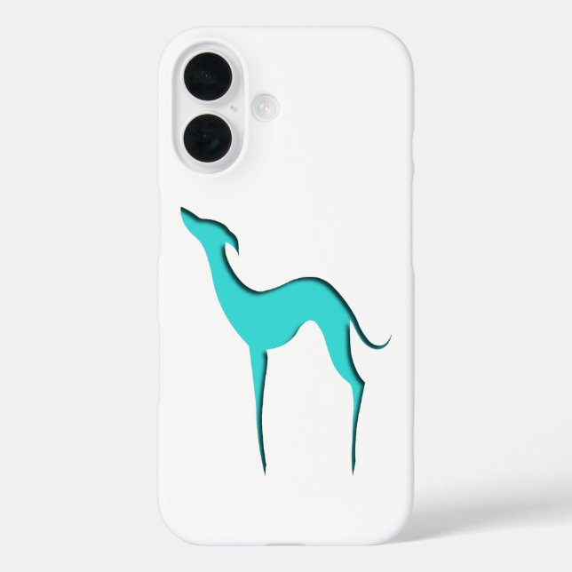 Greyhound Whippet dog turquoise blue silhouette Case-Mate iPhone Case (Back)