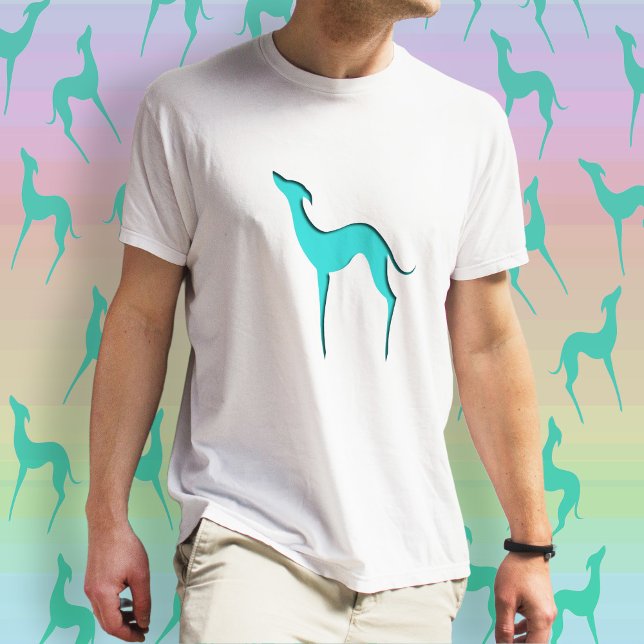 Greyhound Whippet dog turquoise blue silhouette T-Shirt (Creator Uploaded)
