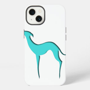 Greyhound Whippet dog Turquoise elegant silhouette iPhone Case