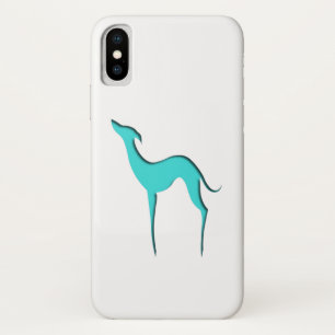 Greyhound Whippet elegant turquoise silhouette iPhone X Case