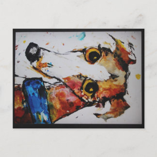 Greyhound Whippet Galgo Mixed Media Art Postcard