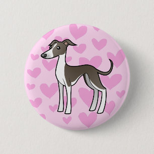 Greyhound / Whippet / Italian Greyhound Love 6 Cm Round Badge