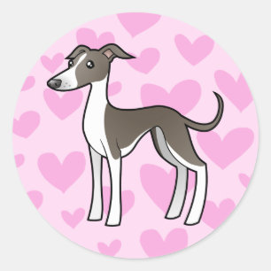 Greyhound / Whippet / Italian Greyhound Love Classic Round Sticker