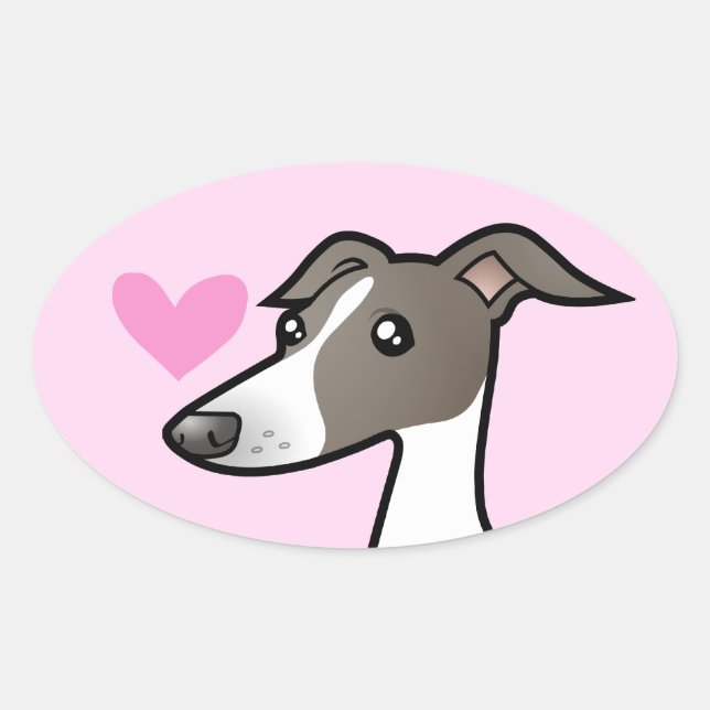 Greyhound / Whippet / Italian Greyhound Love Oval Sticker (Front)