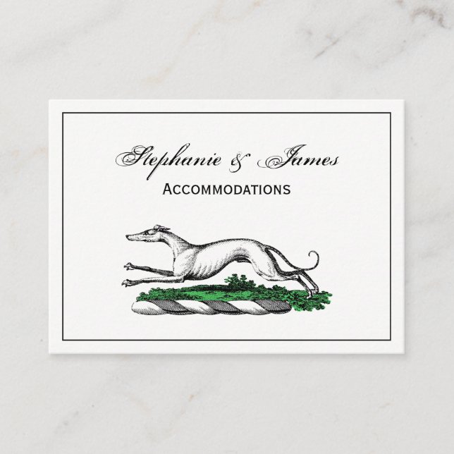 Greyhound Whippet Running Heraldic Crest Emblem Business Card (Front)