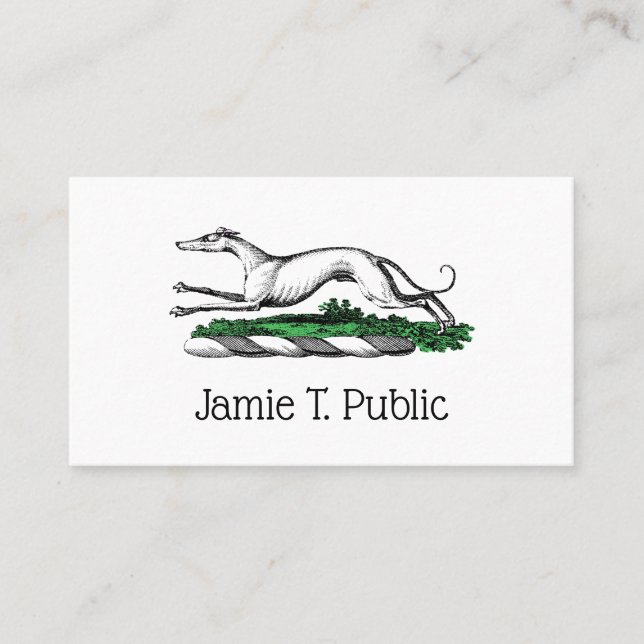 Greyhound Whippet Running Heraldic Crest Emblem Business Card (Front)