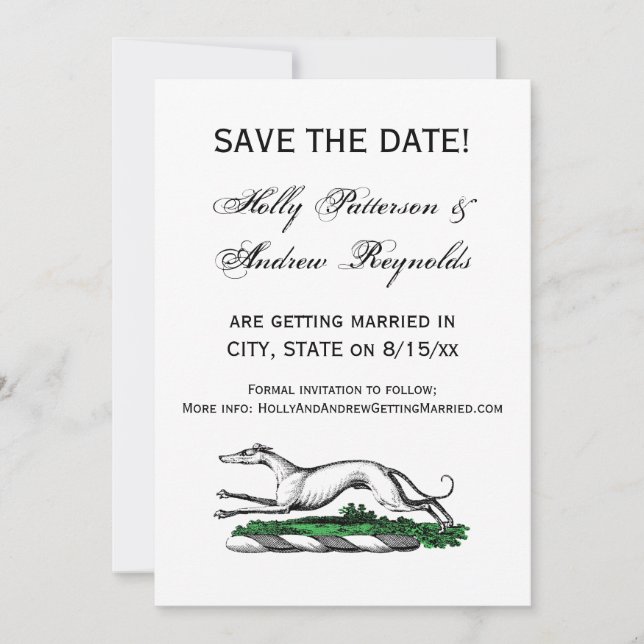 Greyhound Whippet Running Heraldic Crest Emblem Invitation (Front)