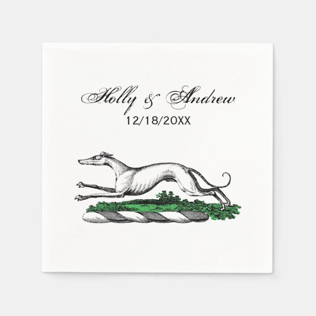 Greyhound Whippet Running Heraldic Crest Emblem Napkin (Front)