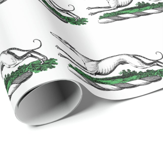 Greyhound Whippet Running Heraldic Crest Emblem Wrapping Paper (Roll Corner)