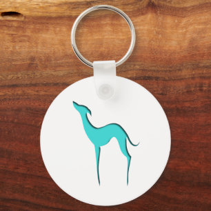 Greyhound/Whippet turquoise silhouette Keychain